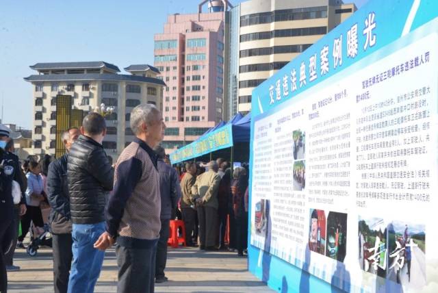 市民參觀(guān)交通安全知識(shí)圖片展。張曉欣 攝